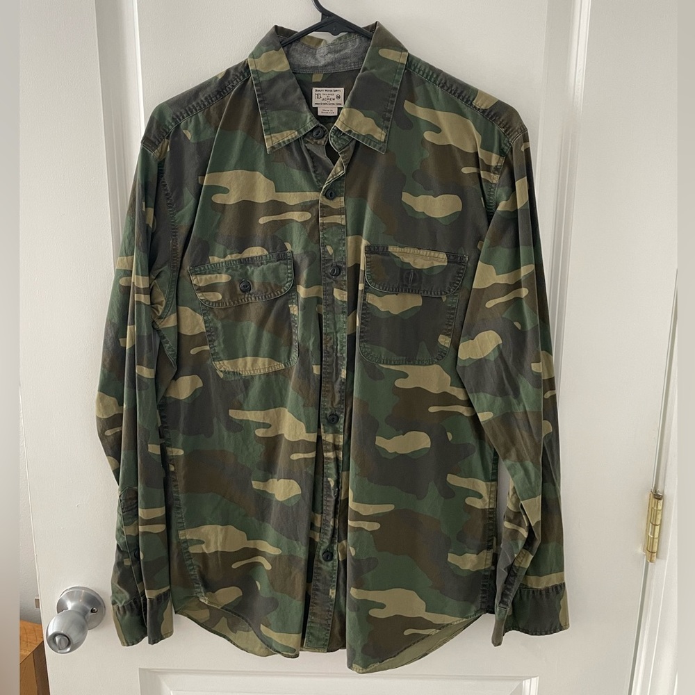 J Crew slim fit camo print army shirt